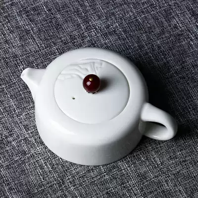 Teapot sheep fat jade porcelain Kung Fu tea set Household single pot white porcelain tea set Simple tea making teapot Teacup ceramic household