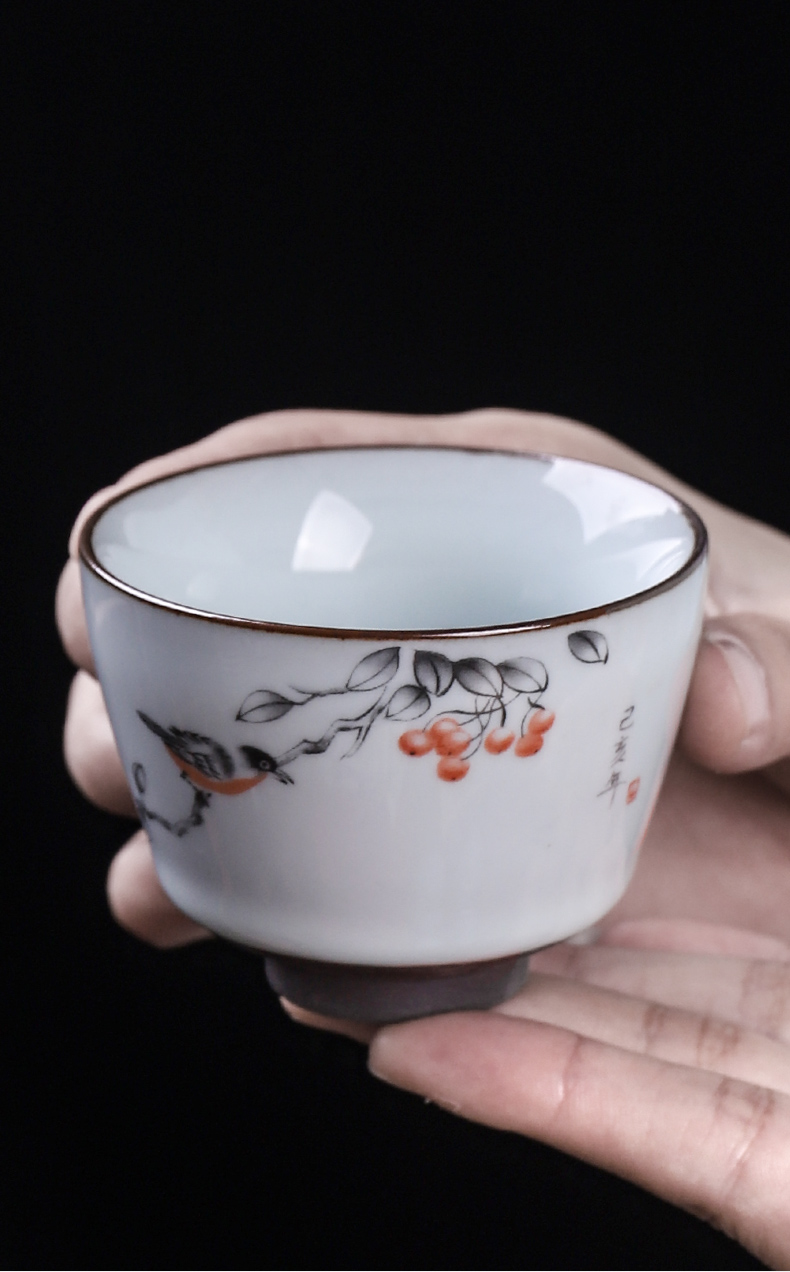 Jingdezhen guanyao masters cup small manual imitation song dynasty style typeface exposure of single CPU kung fu tea tea cup your up CPU