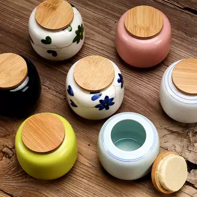 Traveling on business trip portable small tea jar Go kiln ceramic sealed jar Green Tea Box Mini small portable tea can