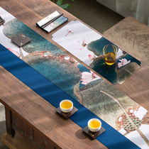 Waterproof Tea Mat China Wind Cloth Art Hemp Cloth Tea Bucha Table Flag Chinese Style Zen Cotton Linen Tea Table Cloth Tea Set Accessories