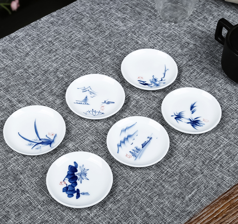 Cup mat Cup white porcelain Cup mat heat - resistant ceramic Cup mat kung fu tea tea tea zero pad household