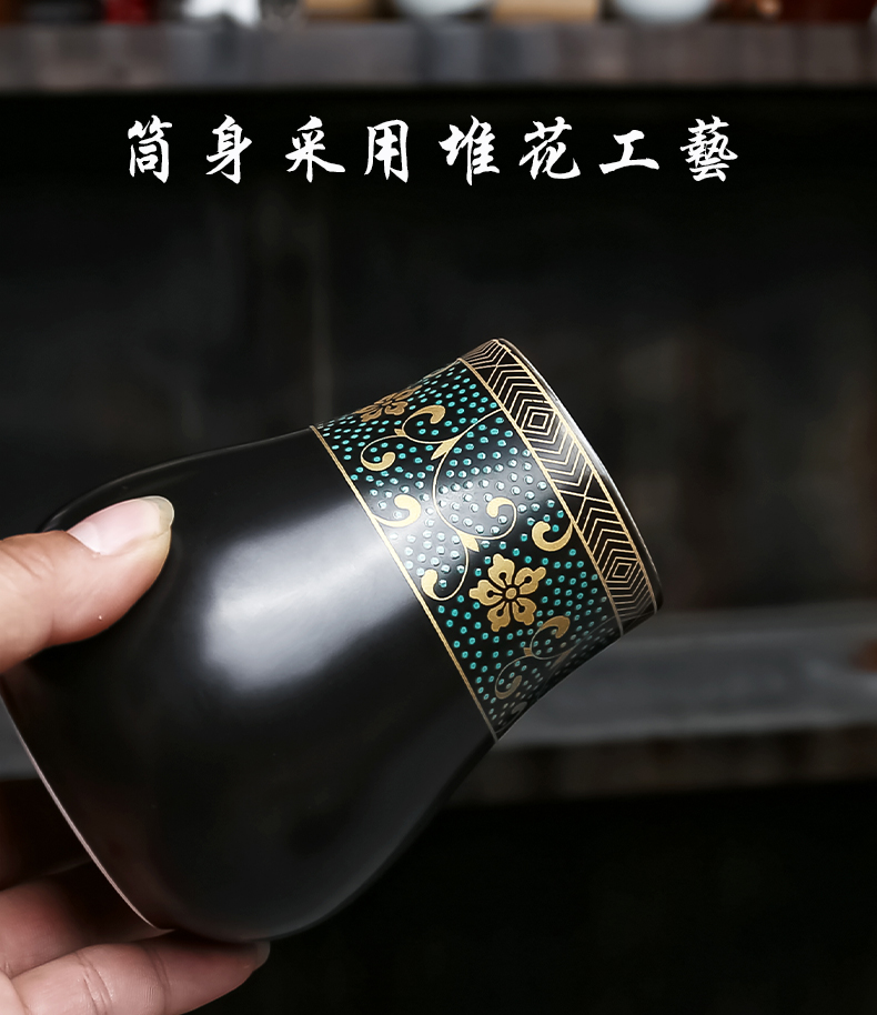 Obsidian black tea sets accessories tea 6 gentleman purple sand tea pet furnishing articles boutique ebony tea six gentleman