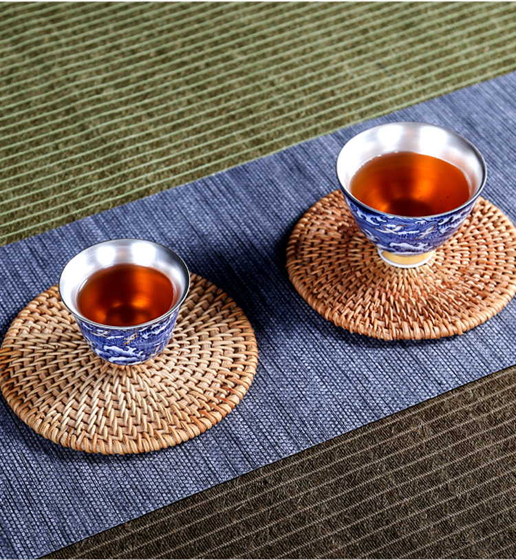 Japanese tasted silver gilding koubei small cup 999 sample tea cup with silver checking ceramic kung fu master cup home