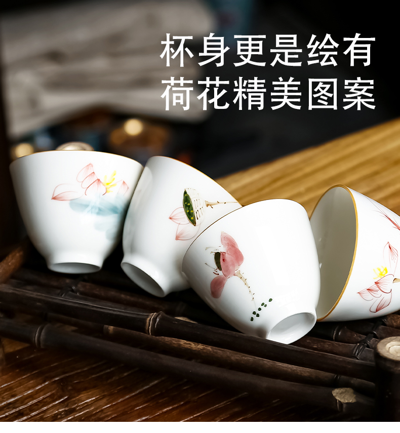 The Sample tea cup hand - made teacup inferior smooth masters cup Sample tea cup kung fu tea set personal ceramic tea cup lotus lamp