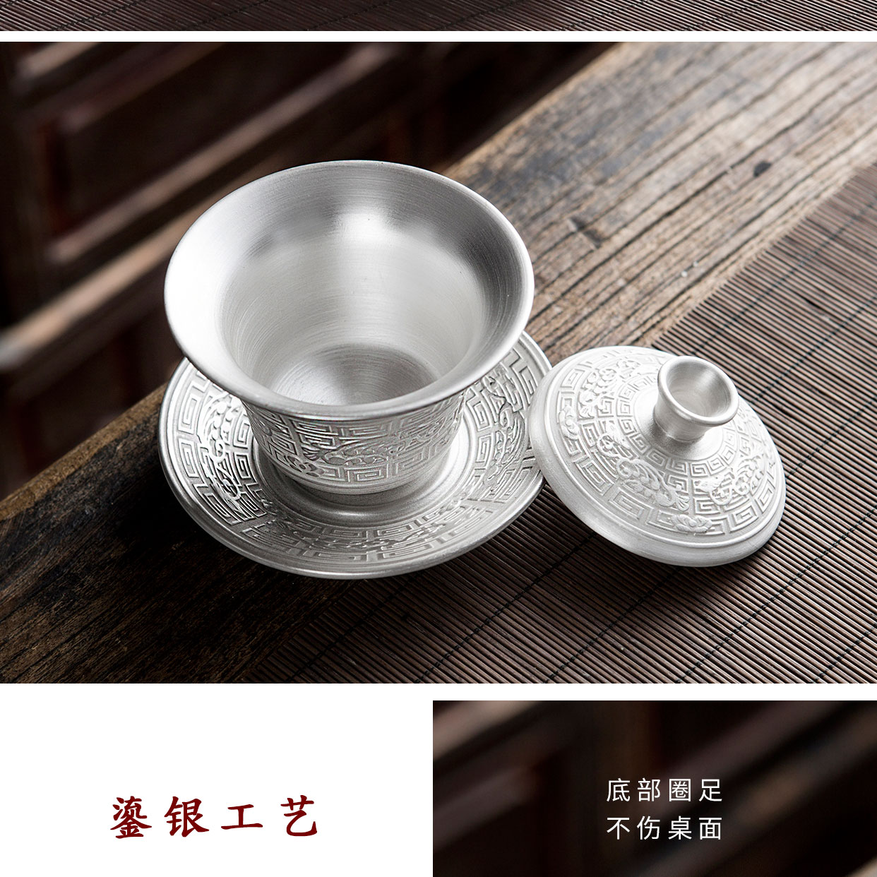 Manual three only tasted silver gilding tureen sterling silver 999 silver clasp porcelain hand catch tea, kungfu tea bowl