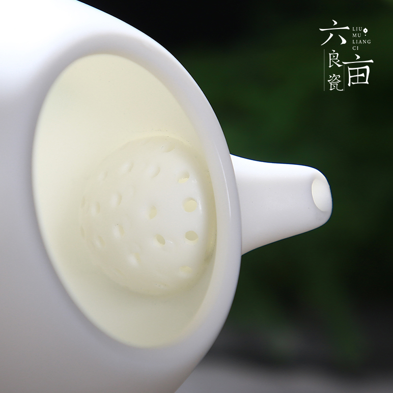 Dehua white porcelain teapot kung fu tea set Chinese hand - made with ceramic filter element burn small single pot of domestic mail