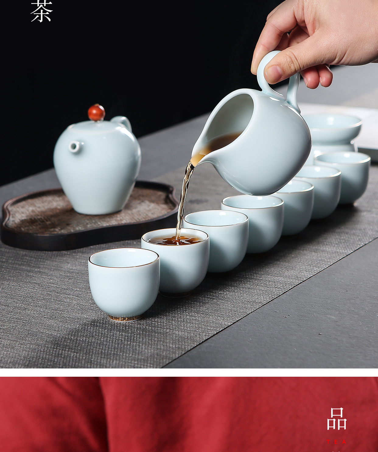 Blue white porcelain kung fu tea set GaiWanCha way teapot teacup household shadow Blue glaze of a complete set of contracted ceramic tea set