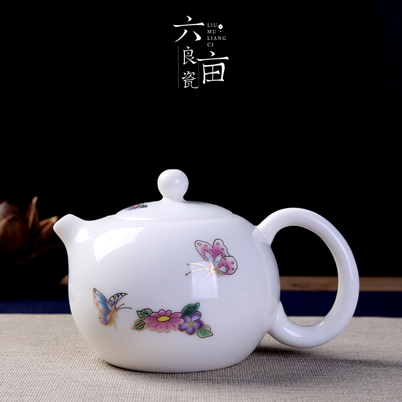 Dehua white porcelain teapot home tea ware Japanese small and pure and fresh filtering heat - resistant ceramic kung fu xi shi single pot of tea