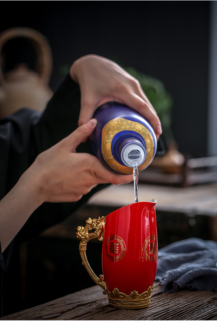 Jialang 12 12 Zodiac ly rượu vang trắng đặt bộ động vật Trung Quốc sáng tạo đầu tiên đồ gốm cổ - Rượu vang ly rượu vang