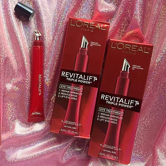 美版 玻尿酸眼霜 欧莱雅三重效眼部精华 去细纹黑眼圈提拉紧致