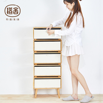 Orange House combined five chest of drawers Nordic bedroom bucket cabinet Multi-functional bamboo solid wood storage cabinet Drawer locker