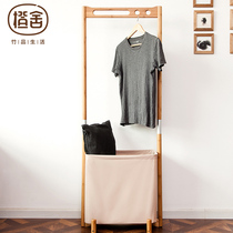Orange House original bamboo solid wood coat rack floor hanger Creative dirty clothes basket hanger floor-to-ceiling bedroom coat rack
