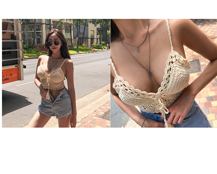 19 phụ nữ áo tắm mới chia tay của Hàn Quốc Màu be gợi cảm rỗng tụ tập Đan Bikini Beach - Bikinis đồ bơi cho người béo bụng