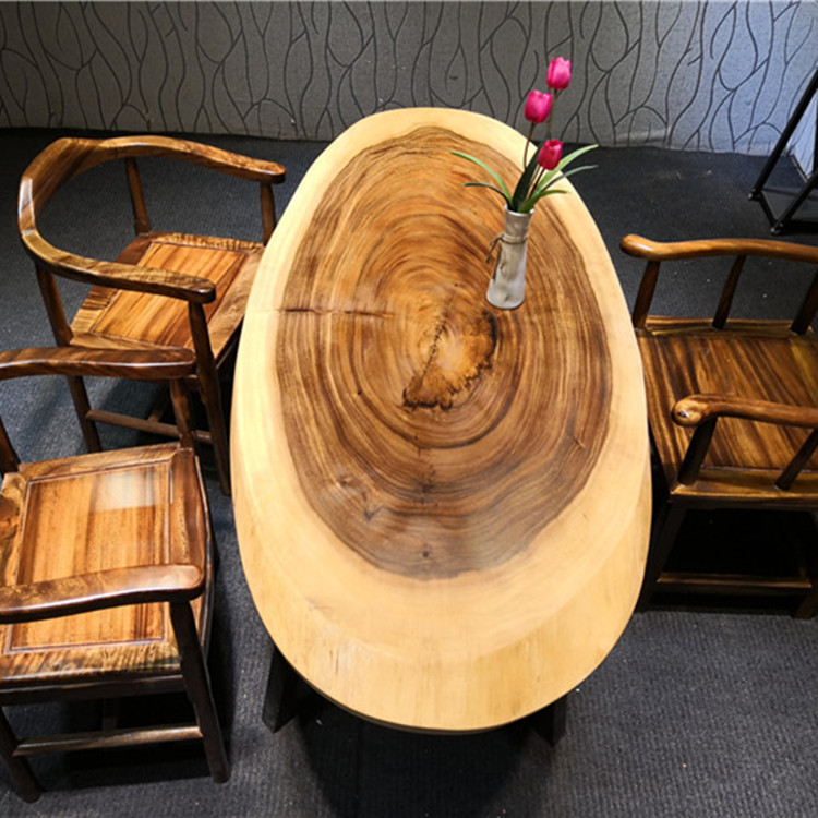 South American walnut oval plate ring round table Solid wood large board office desk Conference table(185*81*6 5)