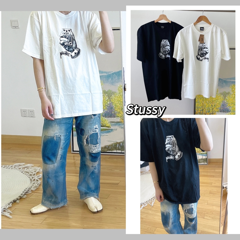[Discount] in Stock | Stussy Card Print Pattern Round Neck Logo Loose Short-Sleeve T-Shirt