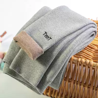 Pure cotton underwear women wear spring and autumn winter plus velvet thick thread light gray large size high waist warm cotton pants women