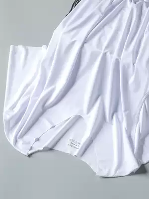 Ice silk short sleeve T-shirt men's tide summer thin seamless half sleeve sports large size white V collar slide fitness quick drying suit