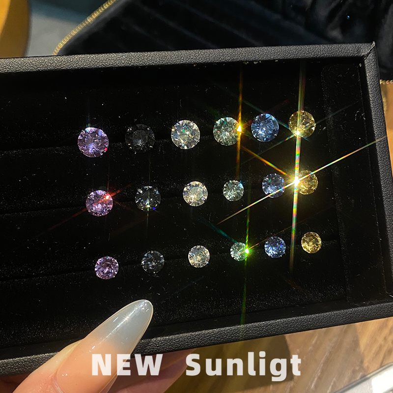 New Sunlight Earrings with Sparkling Titanium Steel Diamonds, Titanium Alloy, No Need to Remove While Sleeping, Flash Diamonds for Ear Hole Care, Ear Bone Studs