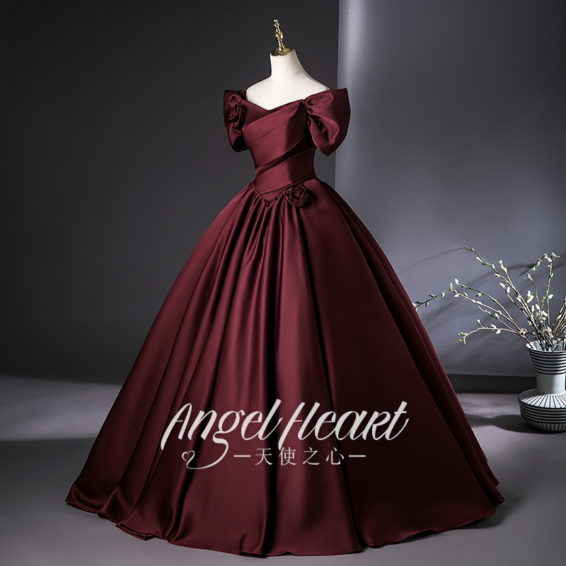 Luxury Niche High-End Formal Dress for Engagement, Bride, Art Exam, Vocal Performance, Off-Shoulder Evening Gown for Women, Detachable