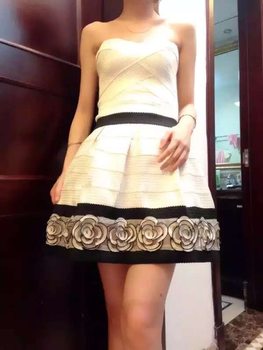 Original japanese style rose tube top bud three-dimensional high-end floral light luxury lady style sexy puffy dress