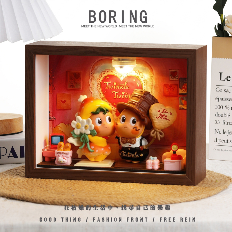 Bubble Mart Star Man Heartbeat Series DIY Photo Frame Scenery Decoration Small Ornaments Tabletop Wedding Gift