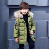 Boys winter cotton-padded jacket children 8 thickened 9-year-old mid-length plus velvet cotton-padded coat 10-13