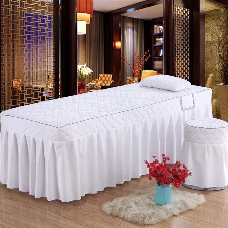 Cơ thể thẩm mỹ viện đầu vuông đẹp mới bộ chăn ga gối gồm bốn bộ màu xám đen 70 massage đặc biệt cotton Hàn Quốc - Trang bị tấm ga bọc giường spa