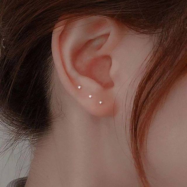 earrings 925 silver-plated earrings for women 2024 new niche ear bone nail earrings ear piercing ear stick silver high-end earrings