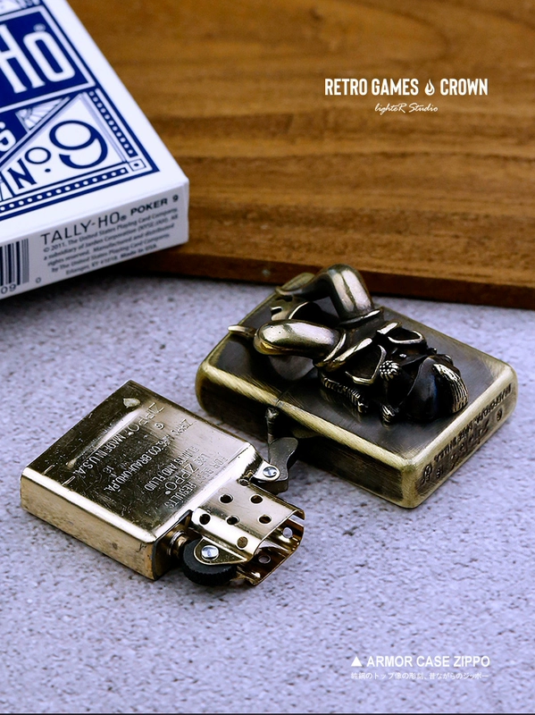 Chính hãng zippo dầu hỏa nhẹ hơn địa ngục baron đồng tinh khiết áo giáp máy retro hoài cổ cấp bộ sưu tập đàn ông - Bật lửa