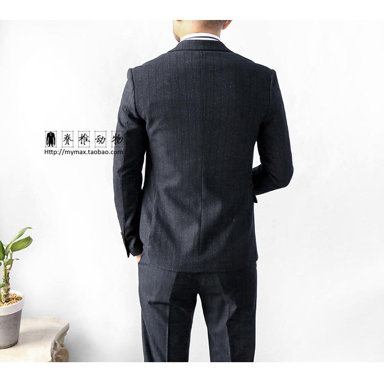Động vật có xương sống nam Hàn Quốc sọc đen đậm phù hợp với quần hai mảnh Light Business Slim Suit quần âu nam đẹp