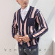 Cardigan pink striped retro artistic wool