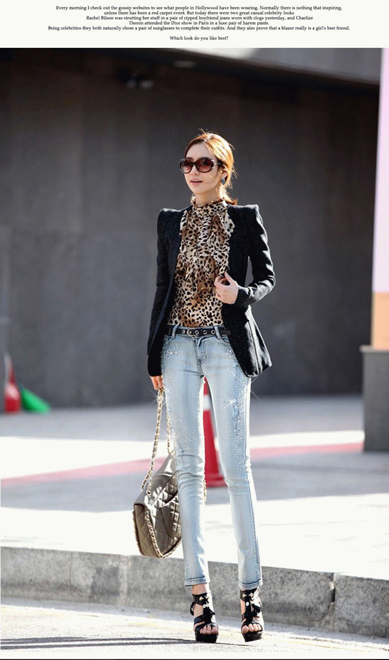 2019 mùa thu mới màu xanh nhạt mid-jeans quần jean nữ chân dài quần nóng Một lỗ kim cương - Quần jean quần jean nữ thu đông