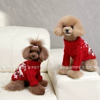 UNPET Breguet Pet Dress Dog Quần áo phổ biến dài tay cao cổ áo Giáng sinh Fawn đỏ Teddy đan áo len - Quần áo & phụ kiện thú cưng quần áo cho chó poodle