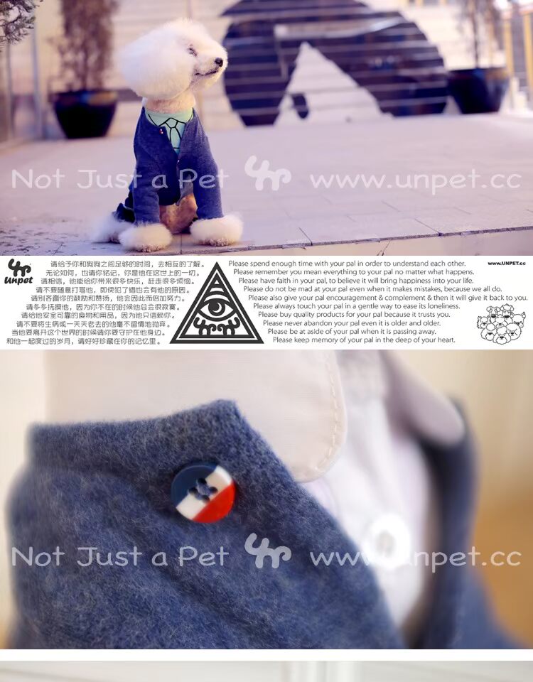 UNPET Breguet Pet Quần áo Quần áo Teddy Bears Vòng cổ dài tay áo xanh Áo khoác chó Áo len Hàn Quốc - Quần áo & phụ kiện thú cưng áo dành cho mèo	