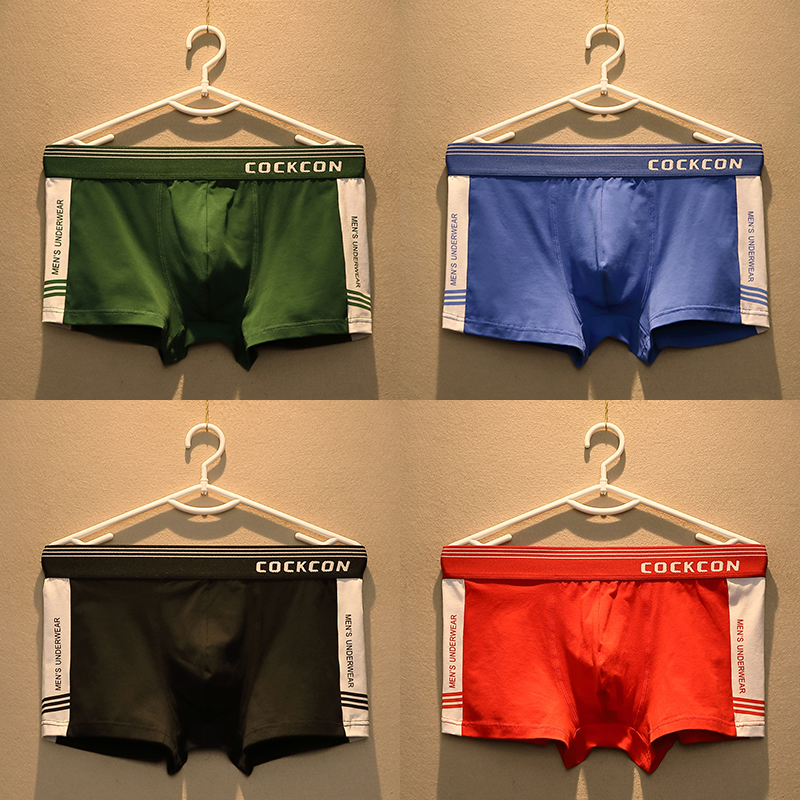 Men's underwear quadruple cotton skin quartet shorts, teenage personality trend sports breathable shorts