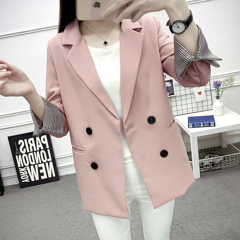 Tide Ocnltiy Spring Han Edition Net red small suit business middle long coat casual retro-retro suit woman