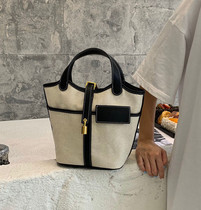 South Korea Dongdaemun Collision Color Sails Cloth Bag Advanced Sensation Splicing Bucket Bag of Women Large Capacity handbag Handbags Handbags