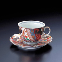 Nippon Japanese ceramic coffee cup and saucer group tea cup tea tray dyed brocade twist gold edge