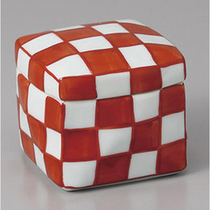 Nippon ceramic multifunctional storage box small object box jewelry box red and white plaid
