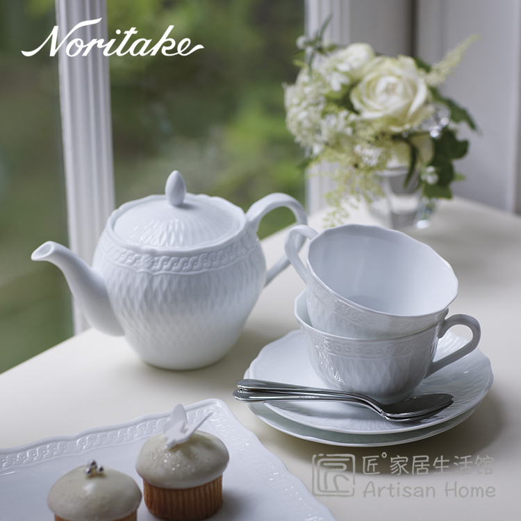 Spot Japan Noritake Noritake pure white embossed teacup teapot tea set white lover cher import