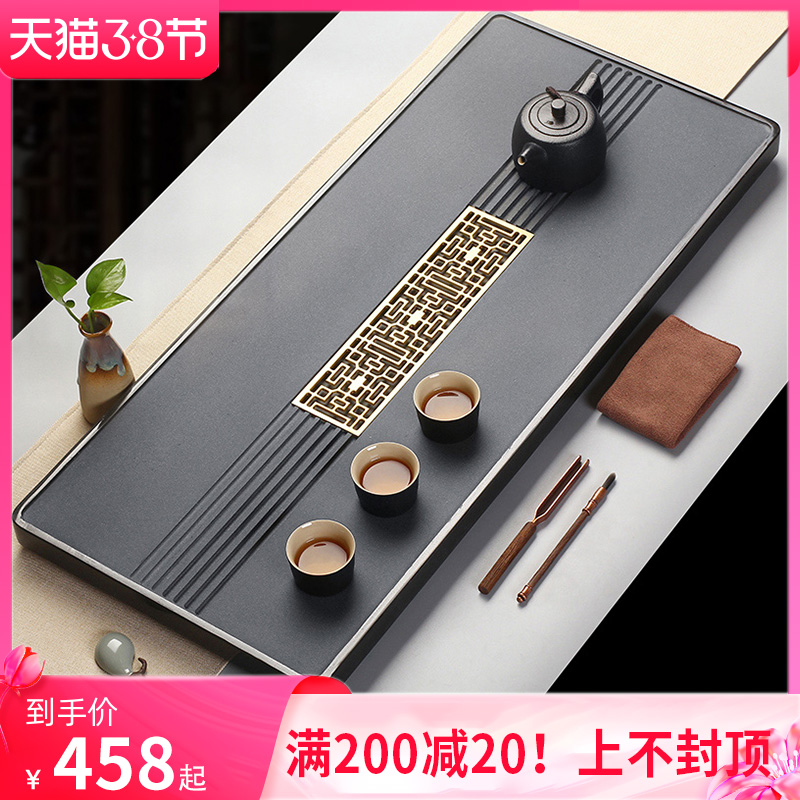 Shi Cai Ji natural Ujin stone tea tray home simple whole stone tea table large tea sea tea tray creative