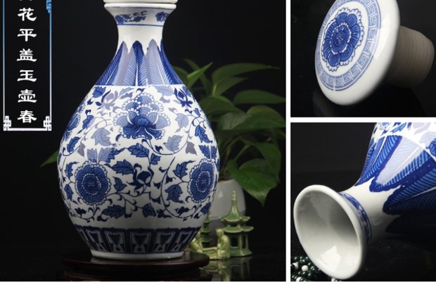 Bình gốm 5 kg 10 kg Jingdezhen chai rượu vang bình đựng rượu vang niêm phong lon chai màu trắng và bộ rượu vang trắng - Rượu vang bộ ly uống rượu