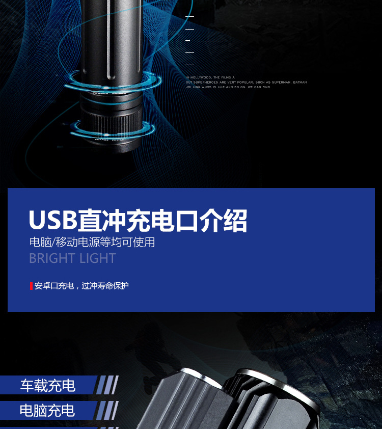 Có thể sạc lại đa chức năng LED chói siêu sáng không thấm nước ba đèn đầu đèn ngoài trời chiếu sáng tầm xa đêm về nhà đèn pin điện