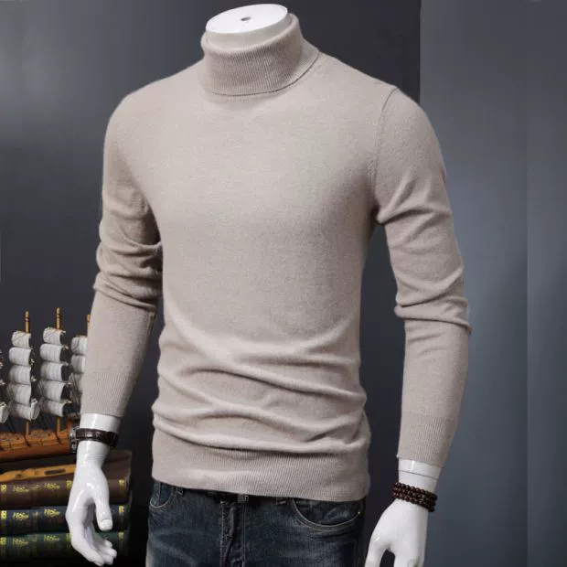 Mùa thu và mùa đông nam cashmere áo len cao cổ áo len áo len lỏng đáy quần áo len cỡ lớn dày cao lật áo len