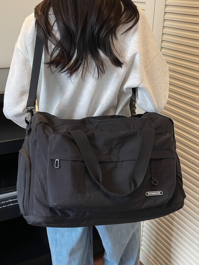 Red travel bag, fashionable, large-capacity, slip-on trolley case, expanded capacity, independent shoe compartment, portable luggage bag, storage bag for women