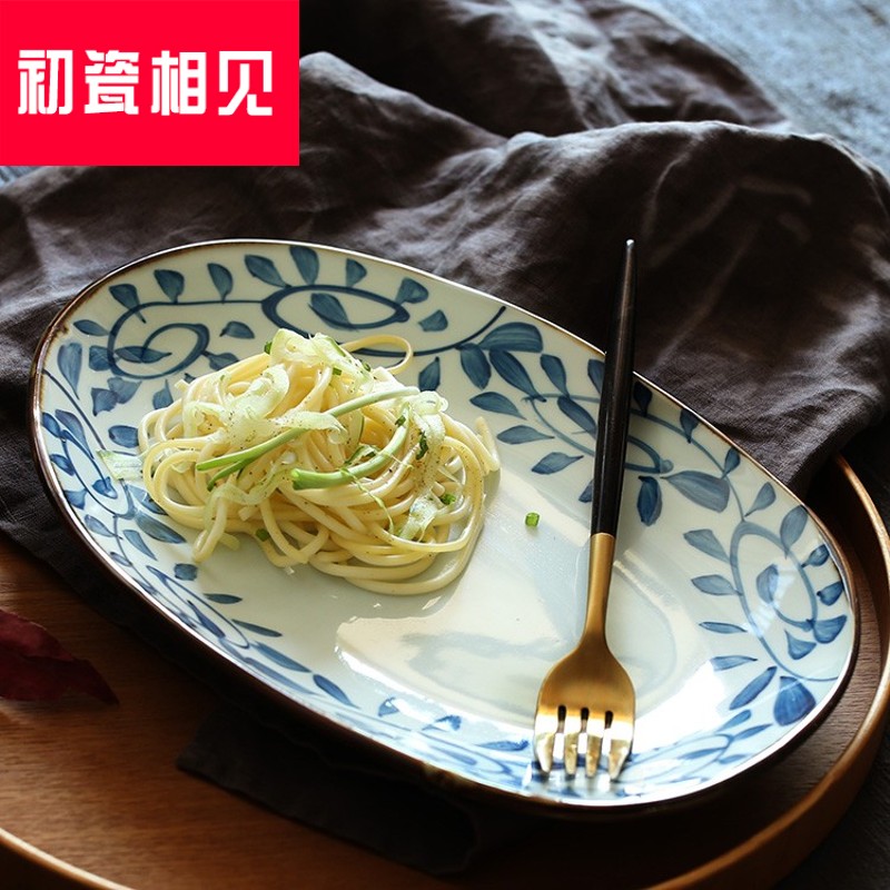 Porcelain meet each other at the beginning of long home soup plate disc abnormity tableware creative dish plate Japanese contracted fish dish GT - PZ - A move
