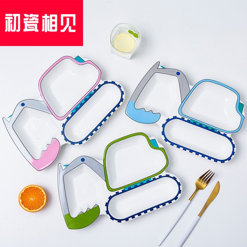 Porcelain meet each other at the beginning of meal plate creative ceramic plates and lovely cartoon baby FanPan plane plate frame plate