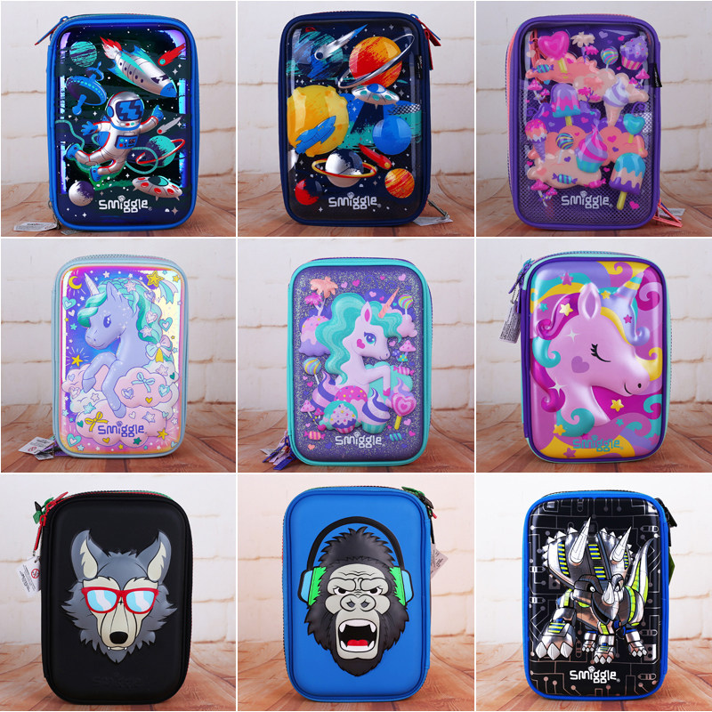 Direct mail spot Australian smiggle stationery student large capacity creative dinosaur unicorn three - layer pen box