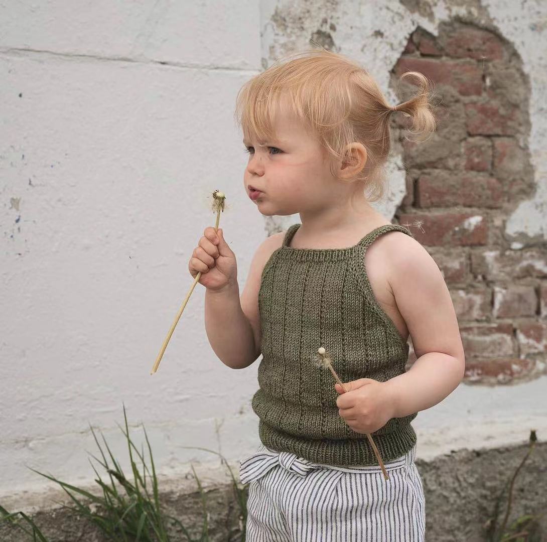 Summer vest children's shirt stick needle text translation knitting diagram not in kind Take a note mailbox