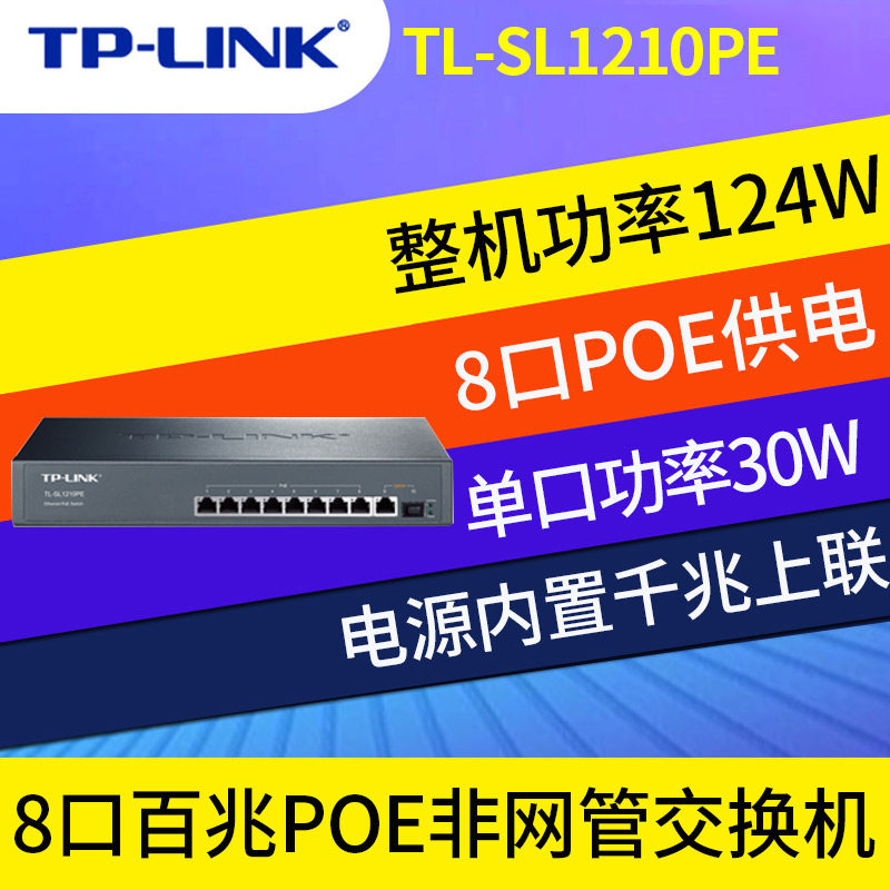 TP-Link8 PoE switch is connected to Gigabit Video Surveillance Wireless AP Power Supply TL-SL1210PE